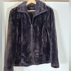 32 Degrees Women's Teddy Jacket - Dark plum soft front zip SZ M